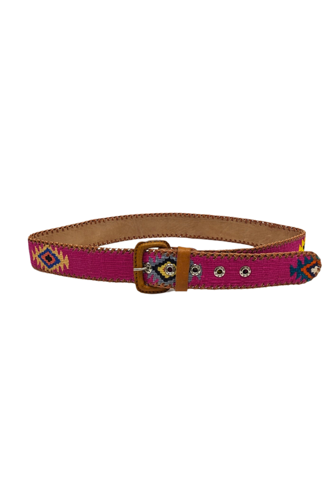 Shop Guatemalan Cotton Leather Rombo Belt - Origen Imports