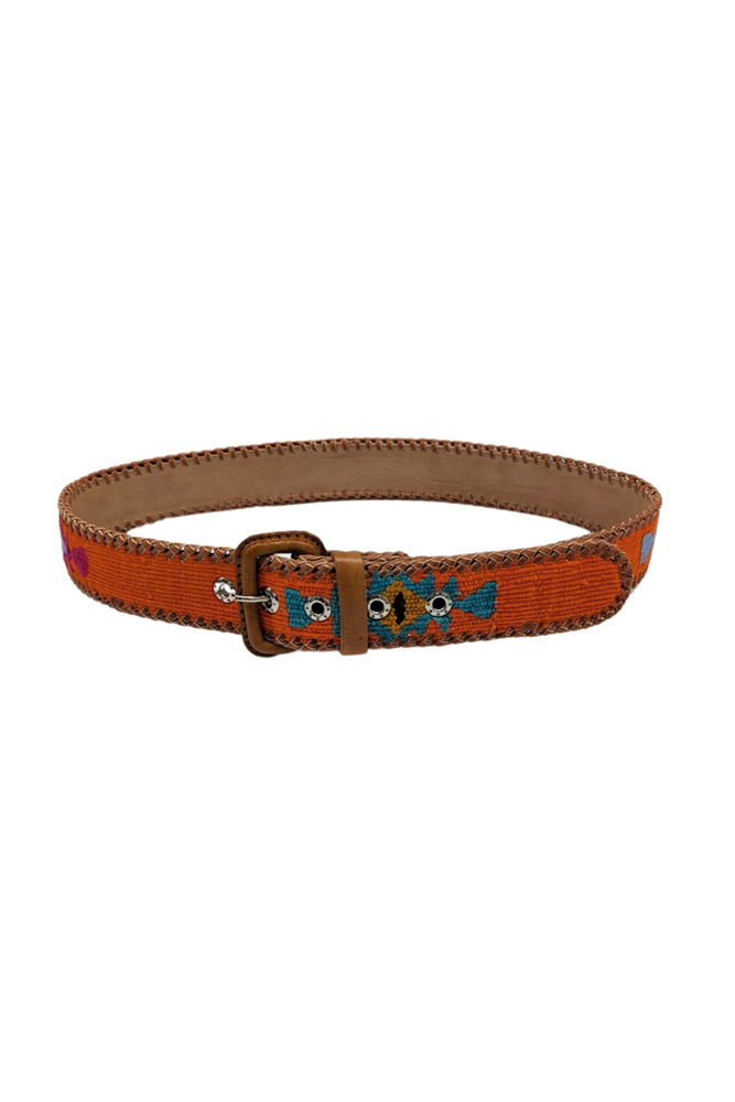 Shop Guatemalan Cotton Leather Rombo Belt - Origen Imports