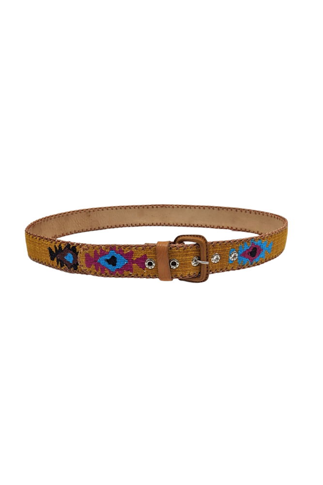 Shop Guatemalan Cotton Leather Rombo Belt - Origen Imports