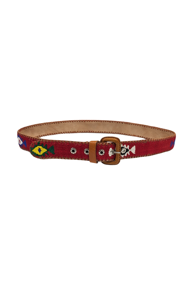 Shop Guatemalan Cotton Leather Rombo Belt - Origen Imports