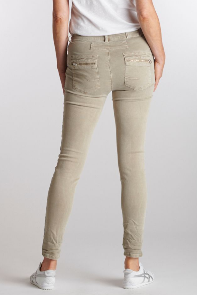 Shop Italian Star Button Jeans - Beige - Origen Imports