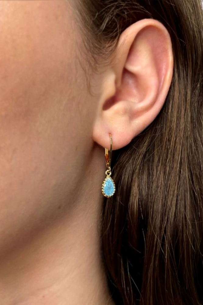 Shop Gold Tear Drop With Stone Earrings By GA - Origen Imports