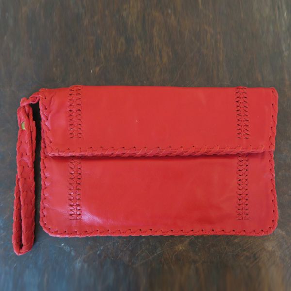 Shop Nyree Leather Clutch By Origen - Red - Origen Imports