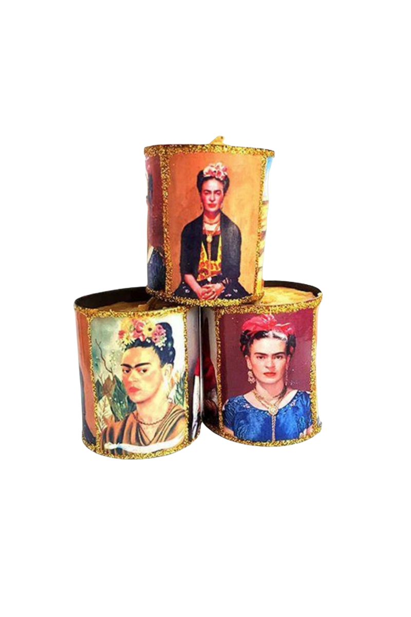 Shop Mexican Tin Candle Holder Frida - Origen Imports