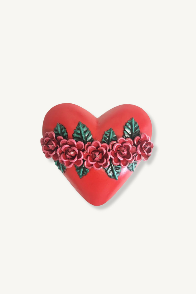 Shop Mexican Tin Heart With Roses - Origen Imports
