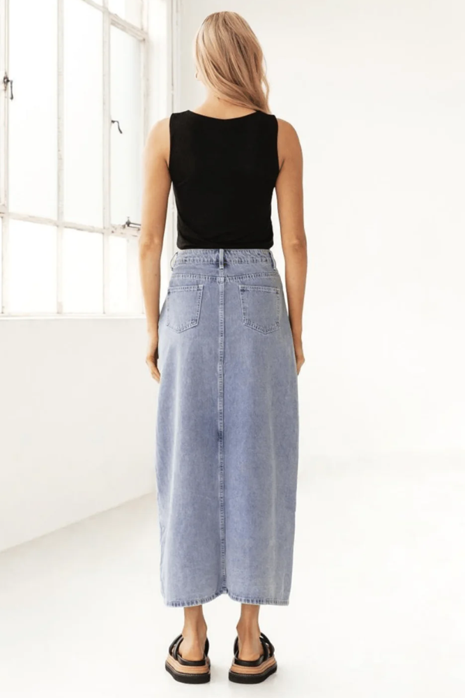 Shop Lucy Denim Maxi Skirt - Origen Imports