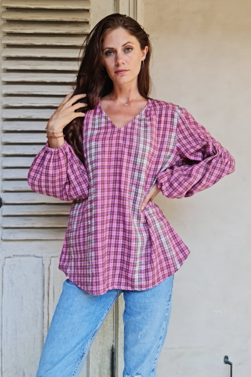 Shop Flannel Peasant Top By Pixi Carnival - Origen Imports