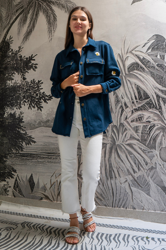 Shop Studded Bee Military Jersey Jacket By Pixi Carnival - Origen Imports