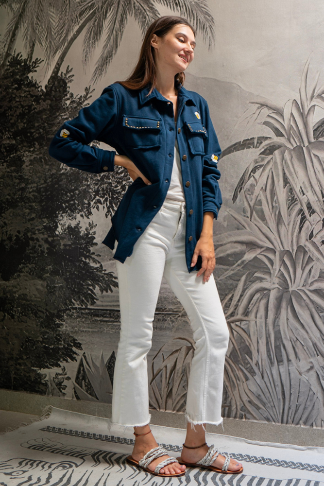 Shop Studded Bee Military Jersey Jacket By Pixi Carnival - Origen Imports