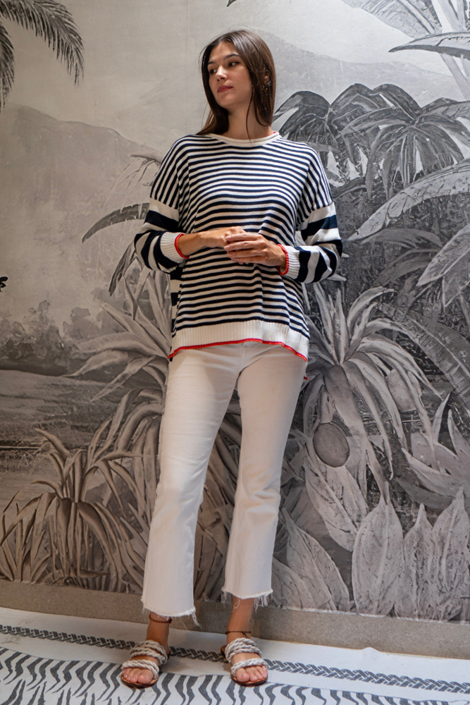 Shop PRE-ORDER // Navy Stripe Knit By Pixi Carnival - Origen Imports