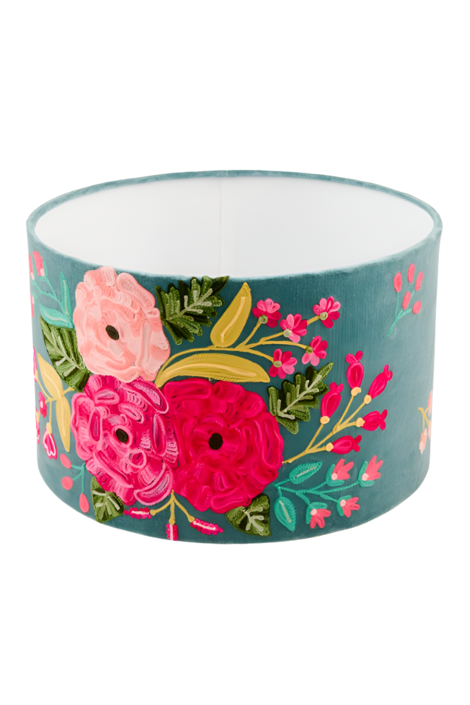 Shop Velvet Floral Drum Lampshade - Origen Imports