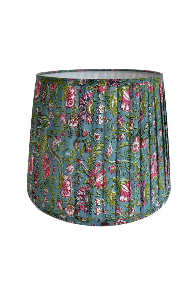 Shop Pleated Lampshade Floral Block Print - Origen Imports