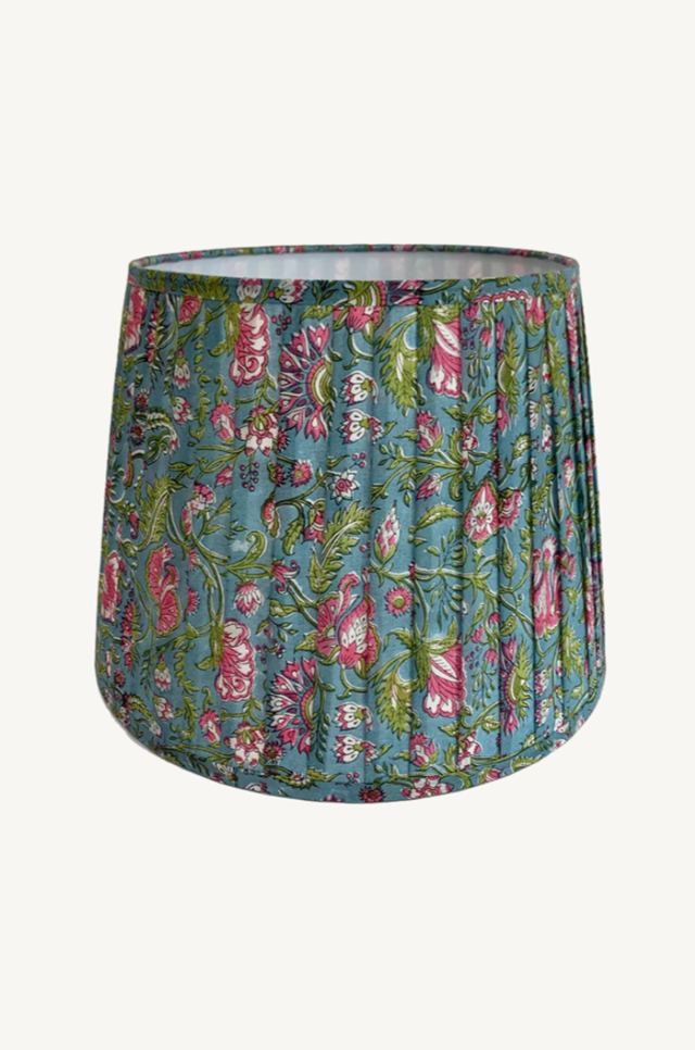 Shop Pleated Lampshade Floral Block Print - Origen Imports
