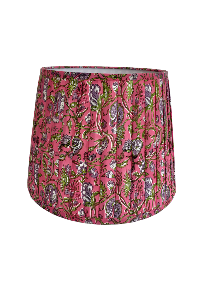 Shop Pleated Lampshade Floral Block Print - Origen Imports