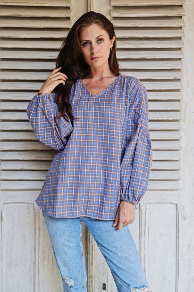 Shop Flannel Peasant Top By Pixi Carnival - Origen Imports