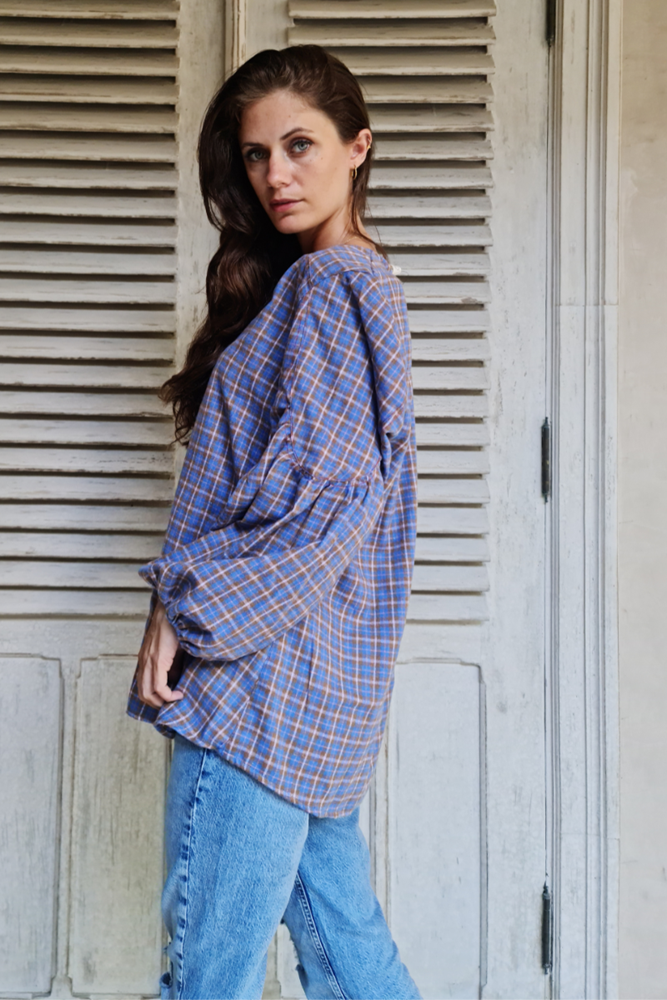 Shop Flannel Peasant Top By Pixi Carnival - Origen Imports