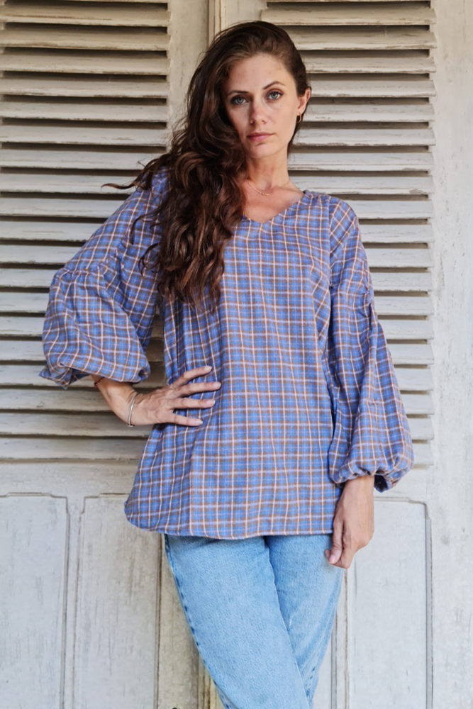 Shop Flannel Peasant Top By Pixi Carnival - Origen Imports