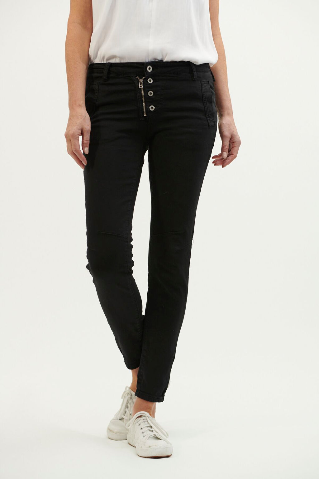 Shop Italian Star Button Jeans - Black - Origen Imports