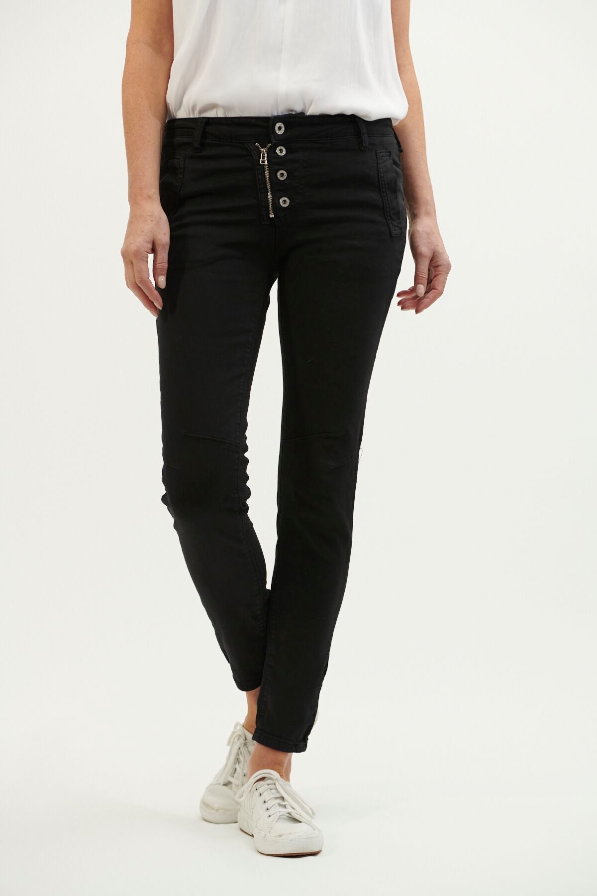 Shop Italian Star Button Jeans - Black - Origen Imports