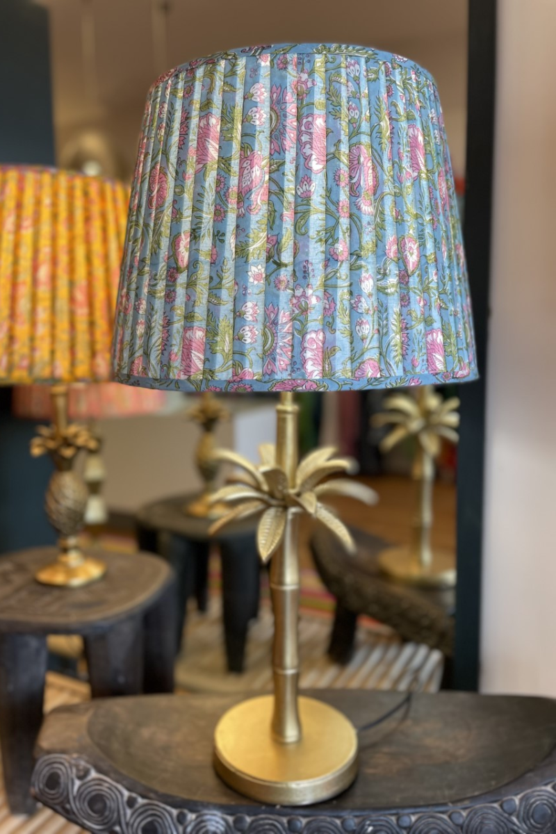 Shop Pleated Lampshade Floral Block Print - Origen Imports