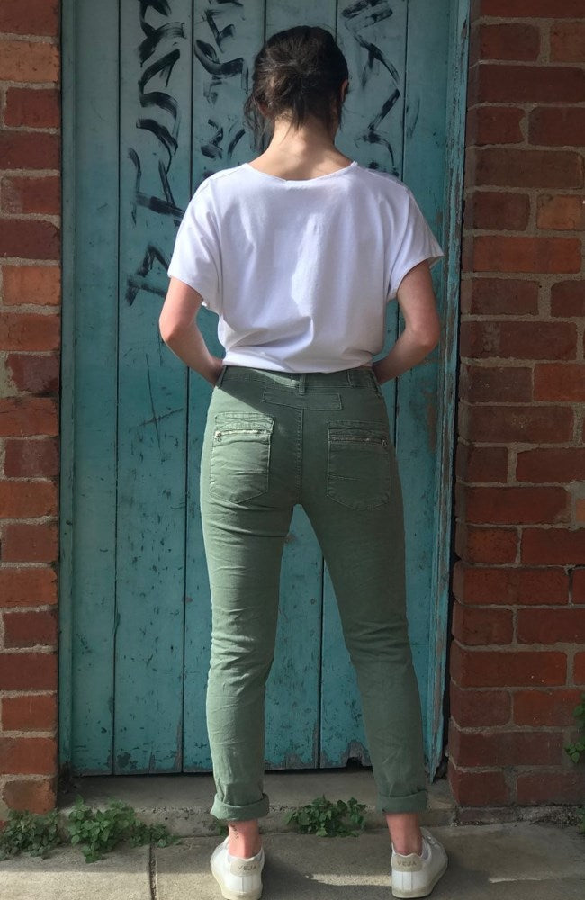 Shop Italian Star Button Jeans - Moss - Origen Imports