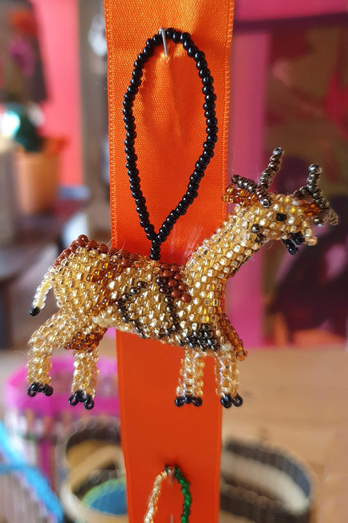 Shop Beaded Reindeer Christmas Decoration - Origen Imports