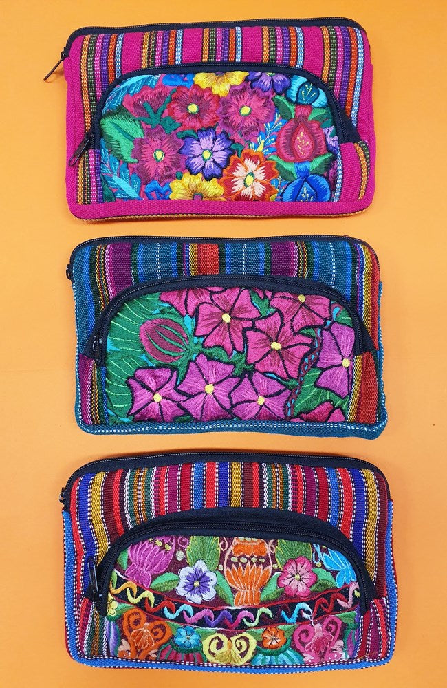 Shop Guatemalan Floral Cosmetic Purse Double - Large - Origen Imports