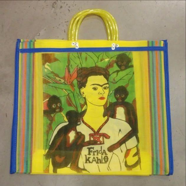 Shop Mexican Frida Kahlo Yellow Mesh Shopper - Origen Imports