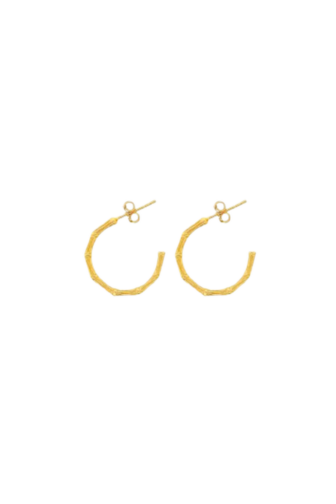 Shop Bamboo Gold Hoop Stud Earrings By GA - Origen Imports