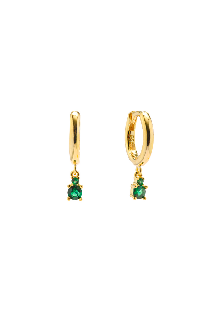 Shop Huggy CZ Earring Gold Green By GA - Origen Imports