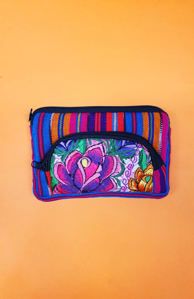 Shop Guatemalan Floral Cosmetic Purse Double Medium - Origen Imports