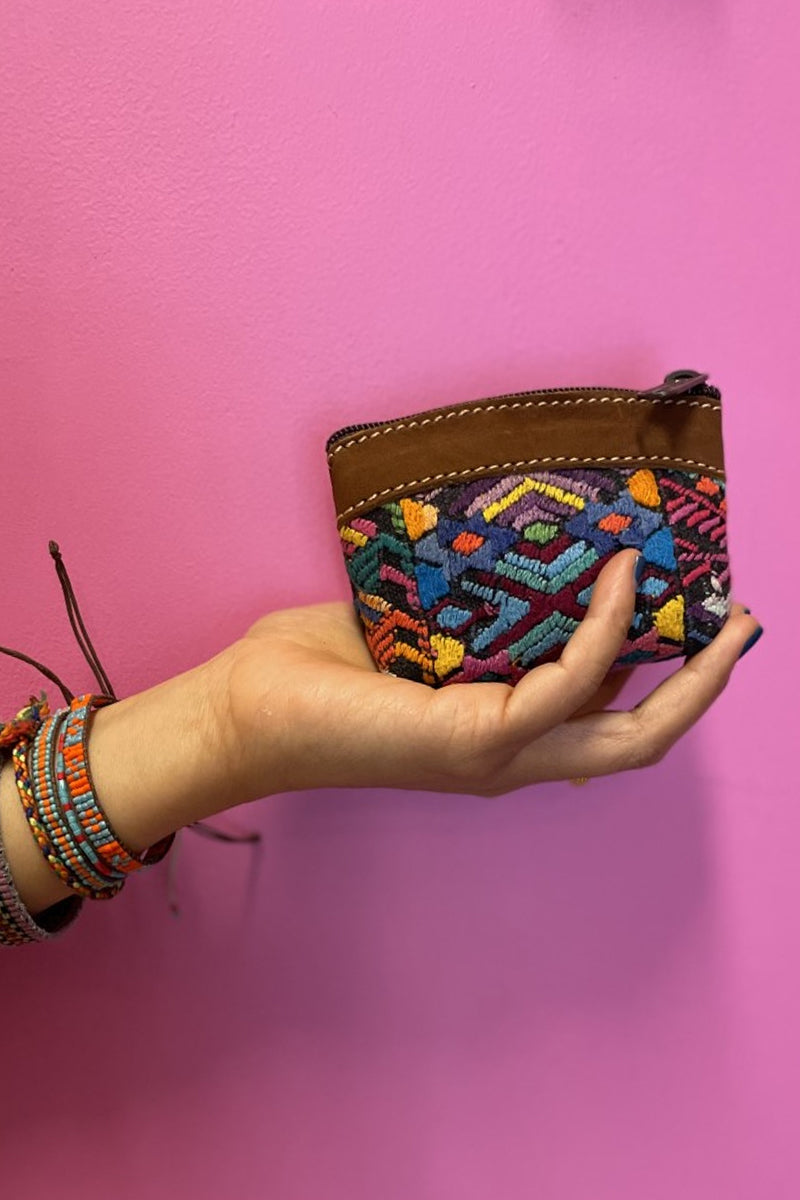 Guatemalan Mini Coin Purse With Leather– Origen Imports