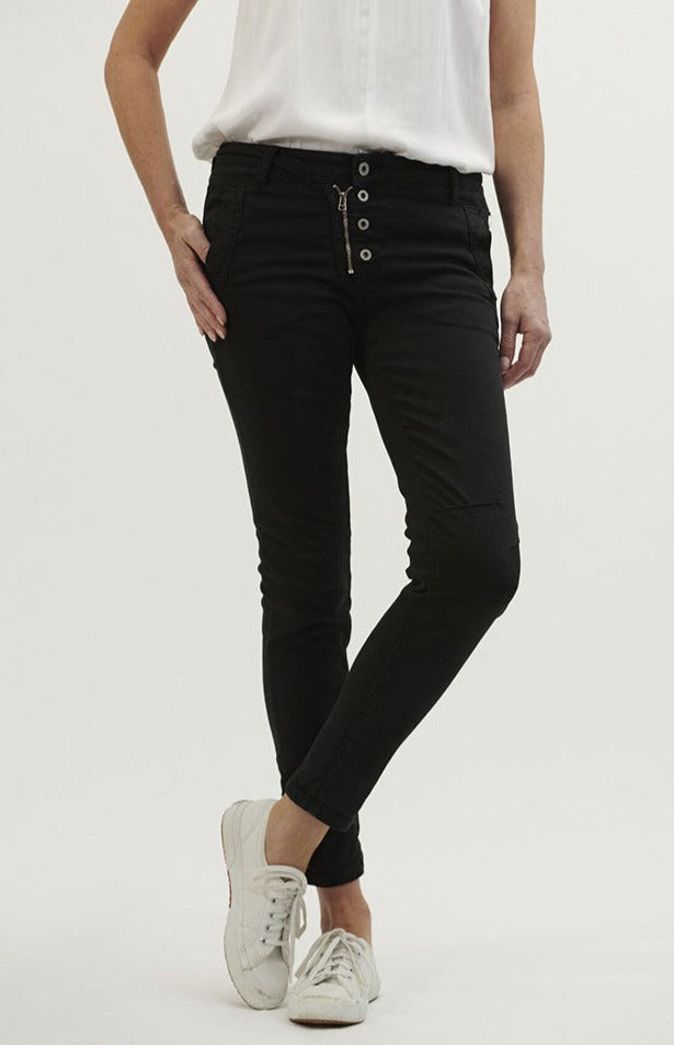 Shop Italian Star Button Jeans - Black - Origen Imports