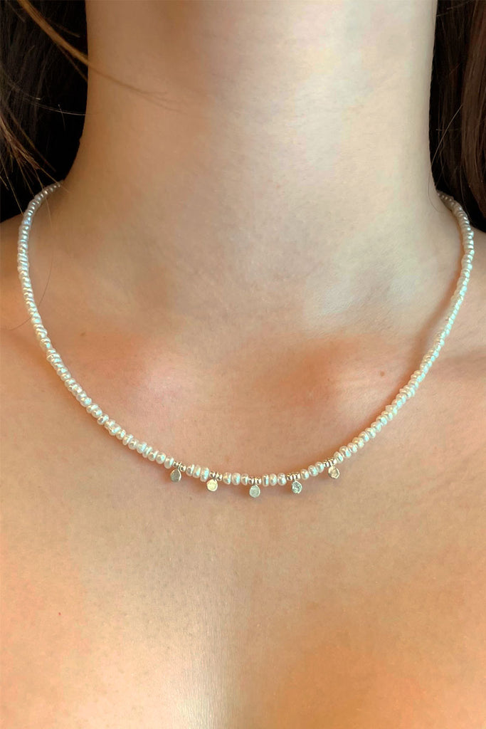 Shop Kemala Pearl Necklace with Silver Dots - Origen Imports