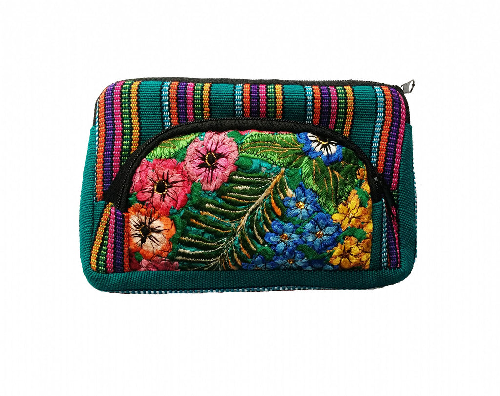 Shop Guatemalan Floral Cosmetic Purse Double Medium - Origen Imports