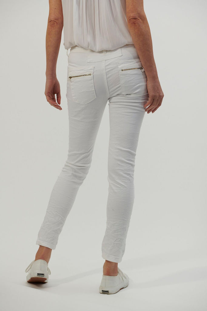 Shop Italian Star Button Jeans - White - Origen Imports